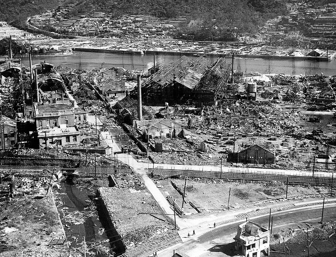 Atomic bomb destruction,Nagasaki,1945