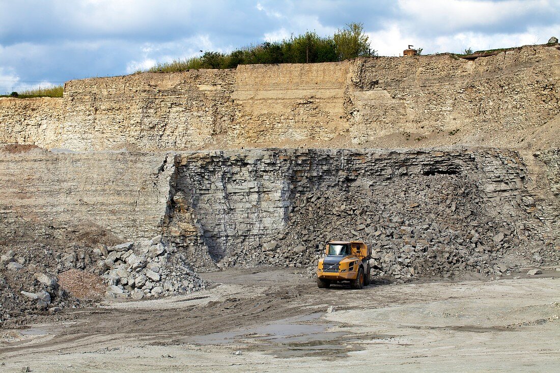 Quarry of stratified limestone