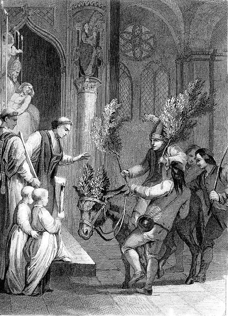 Donkey mass,19th Century illustration