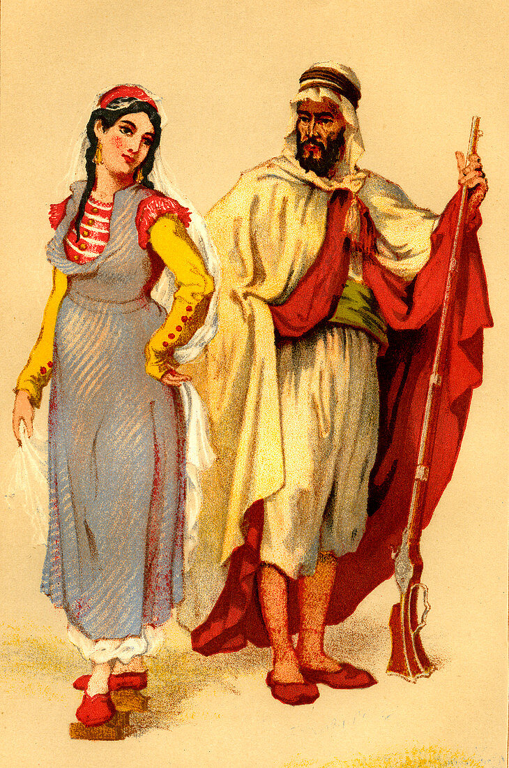 Georgian and Arabian people,illustration