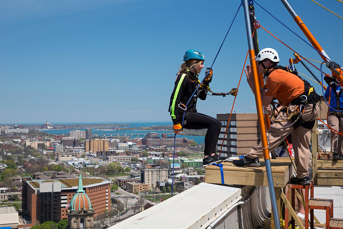 Charity abseiling event,USA