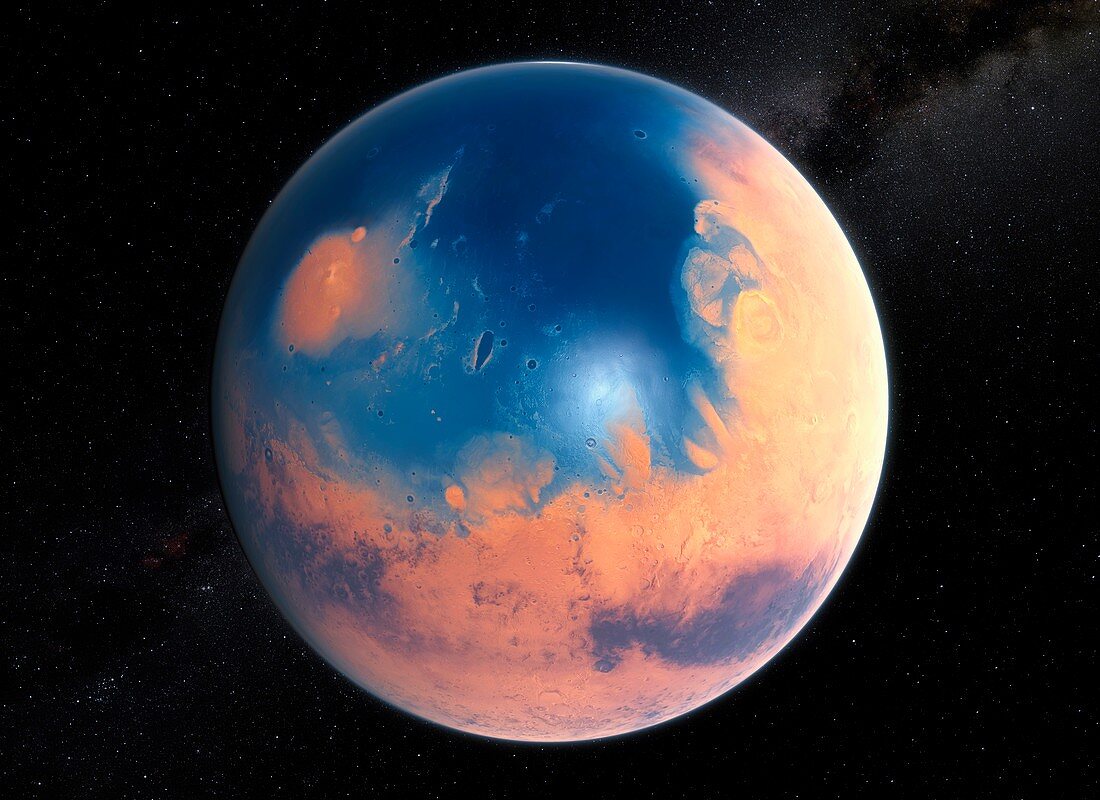 Water on a young Mars,illustration