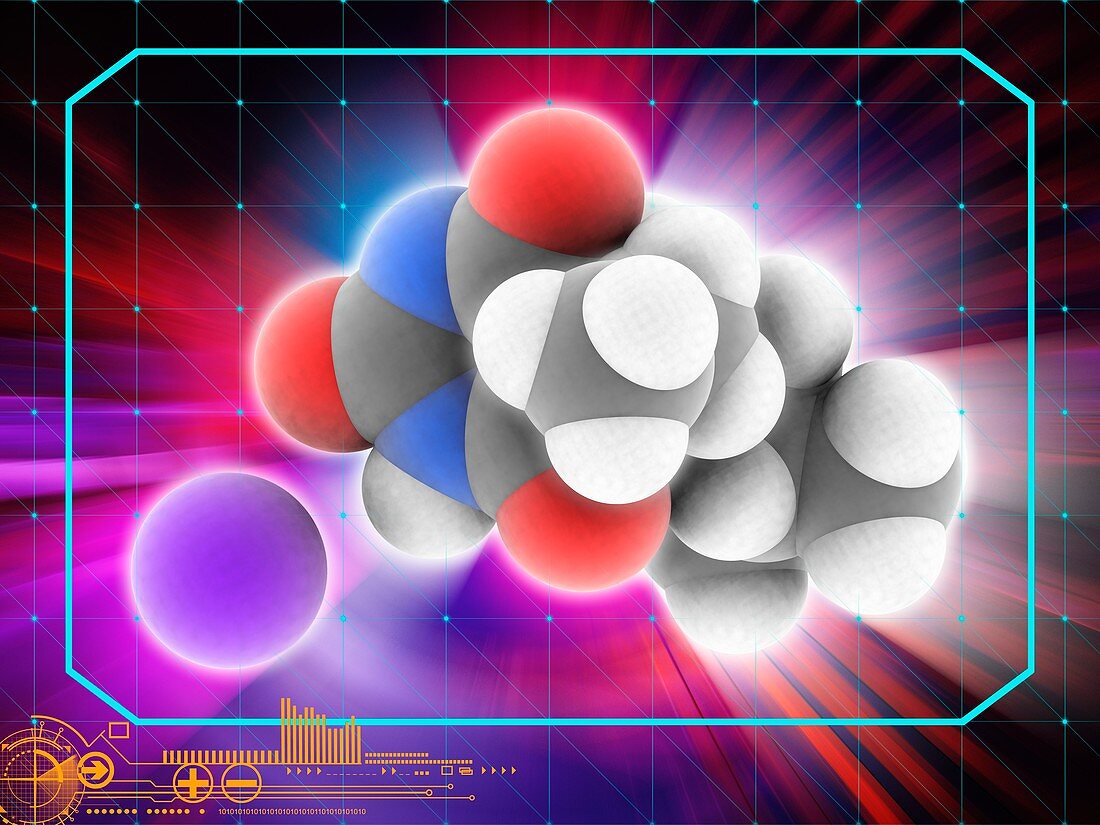 Amobarbital sodium drug molecule