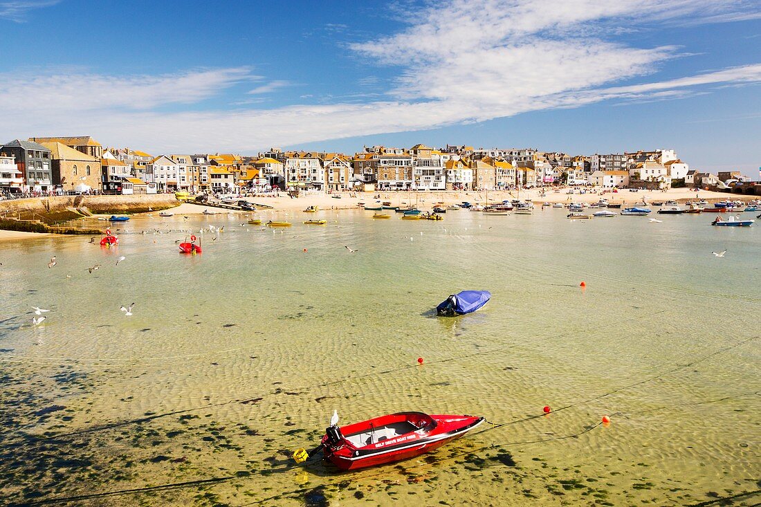 St Ives harbour at high tide,Cornwall