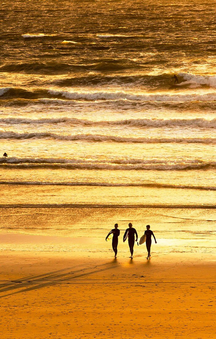 Surfers,Polzeath,Cornwall,UK