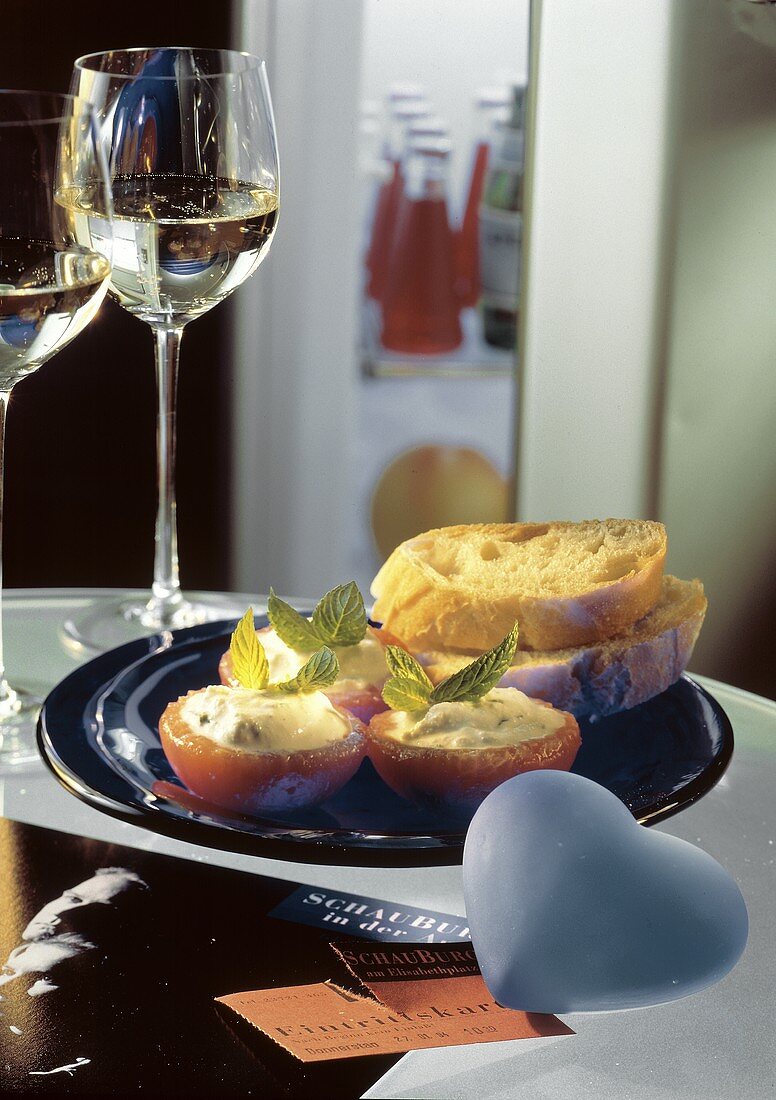 Tomatoes Filled with Ricotta; Bread and Wine