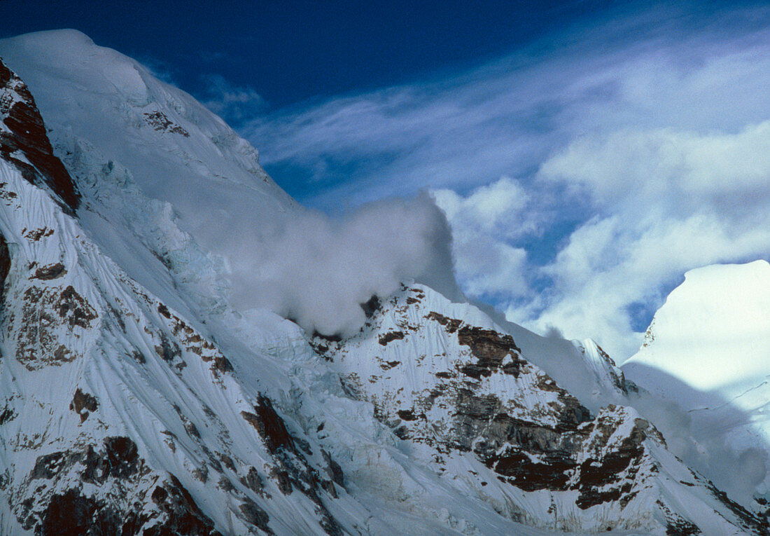 Avalanche on Pumori Khumbu region,Nepal