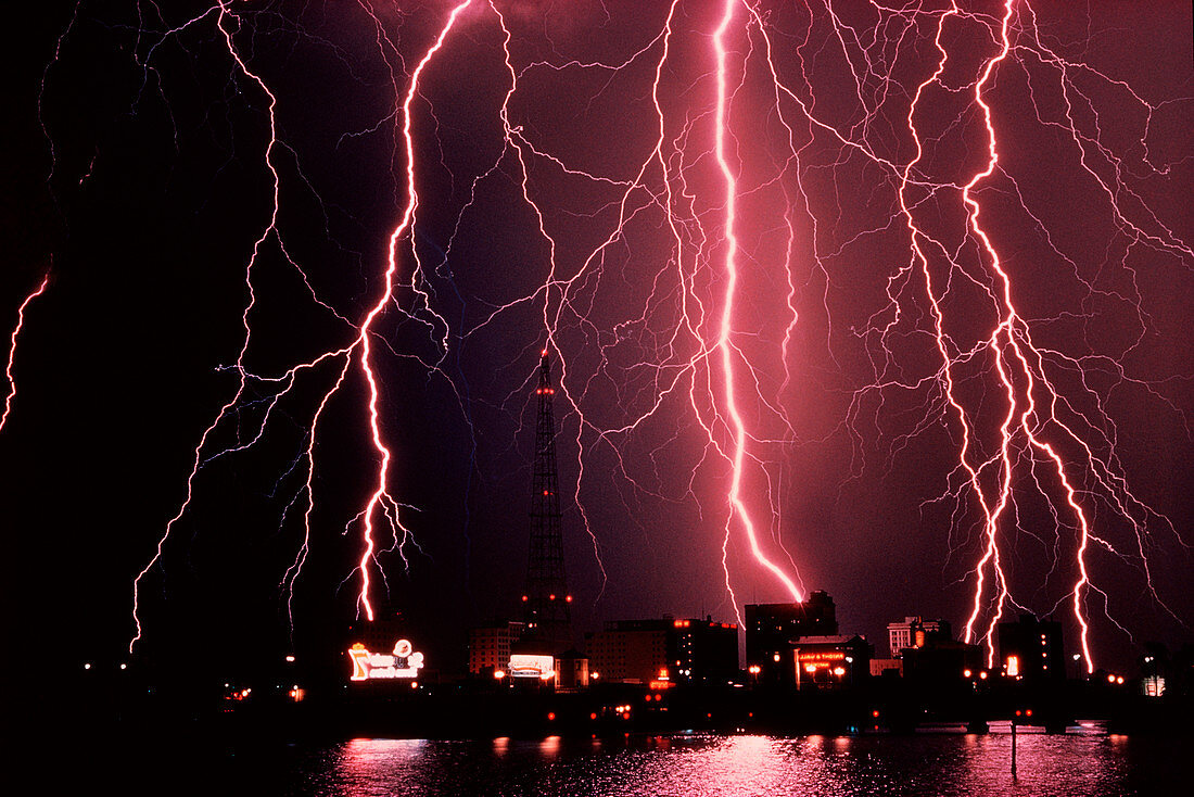 Lightning over Tampa bay