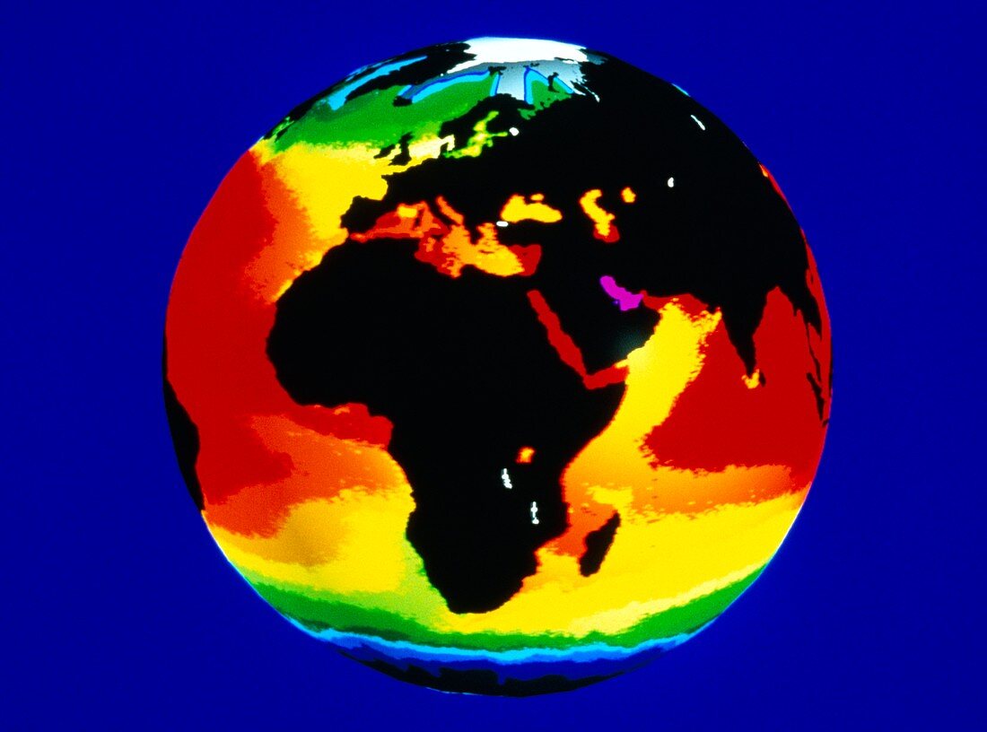 Computer simulation of global sea surface temp