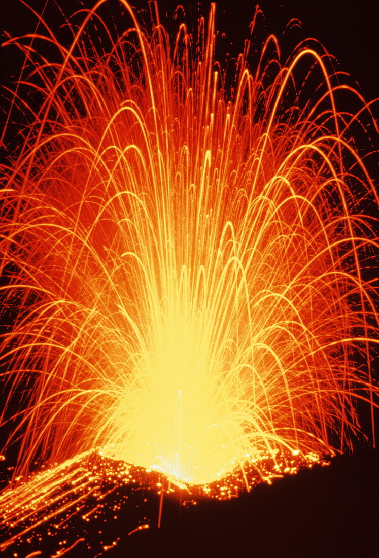 Volcanic lava fountain