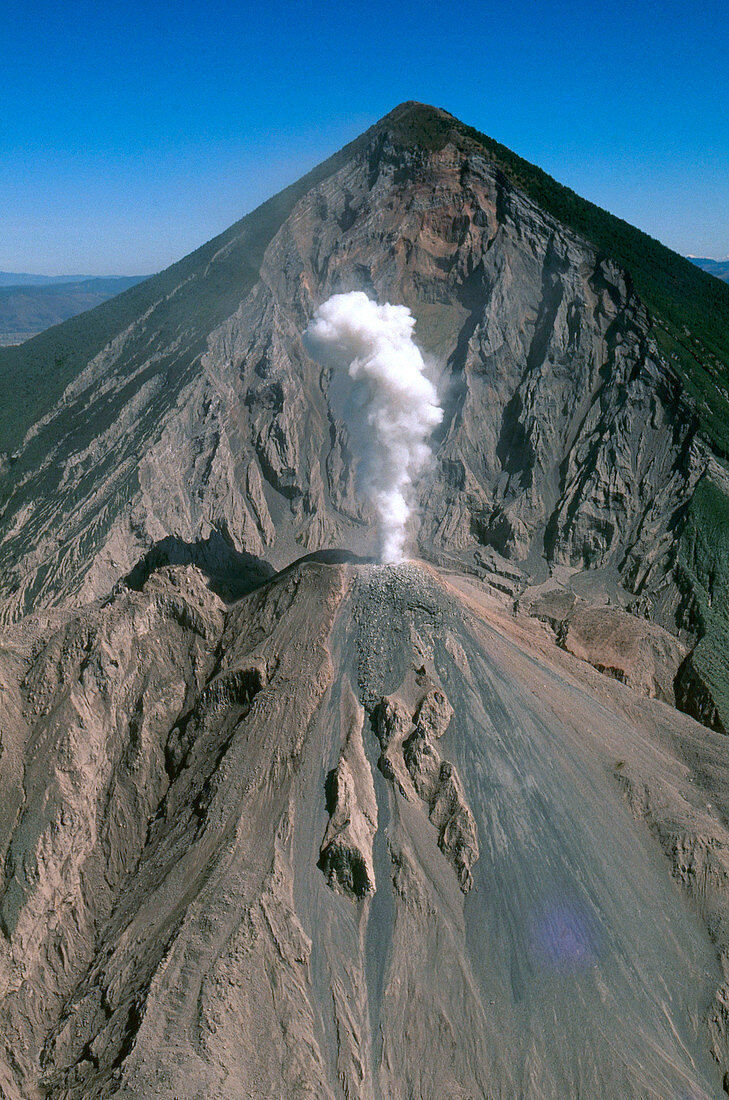 Santiaguito volcano erupting