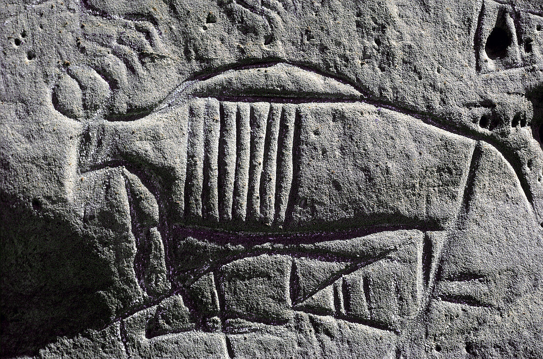 Petroglyph inscribed by shoshonis,WY