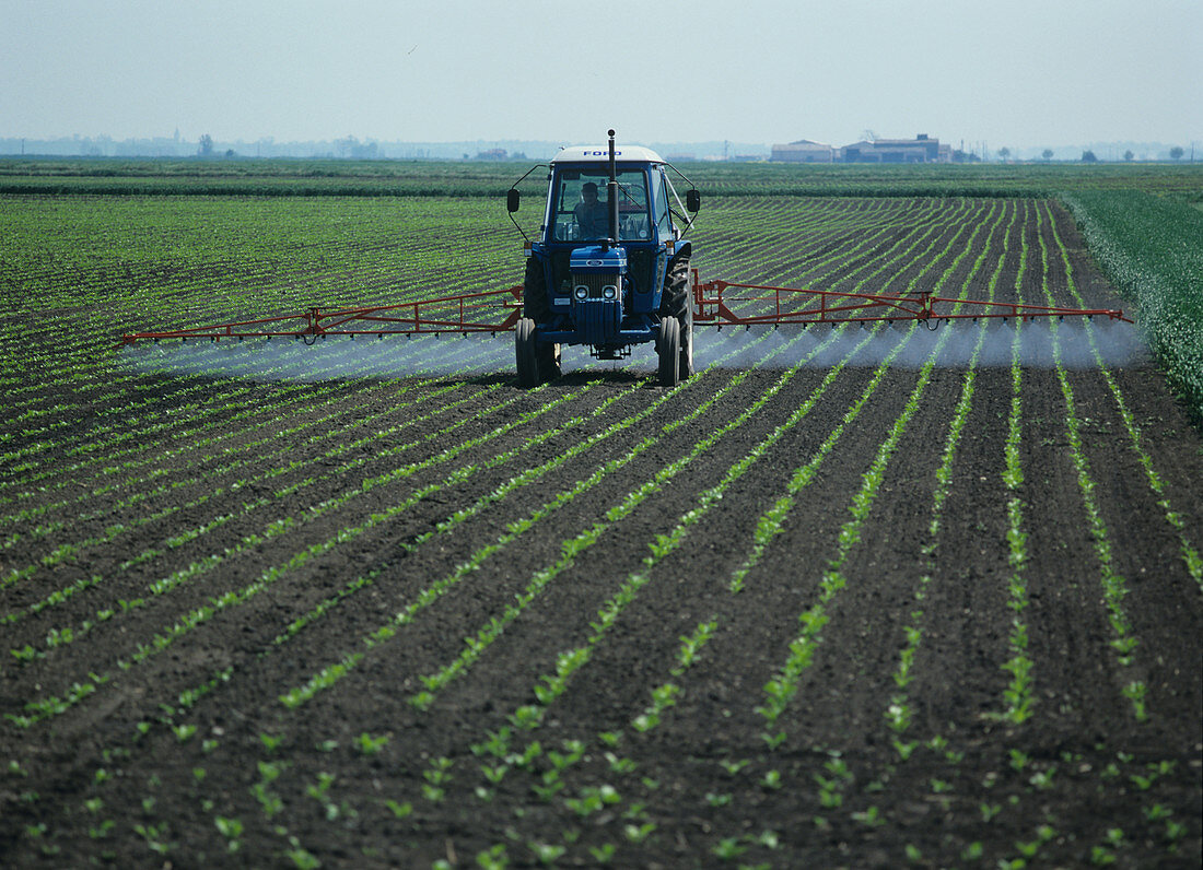 Tractor and mounted boom sprayer