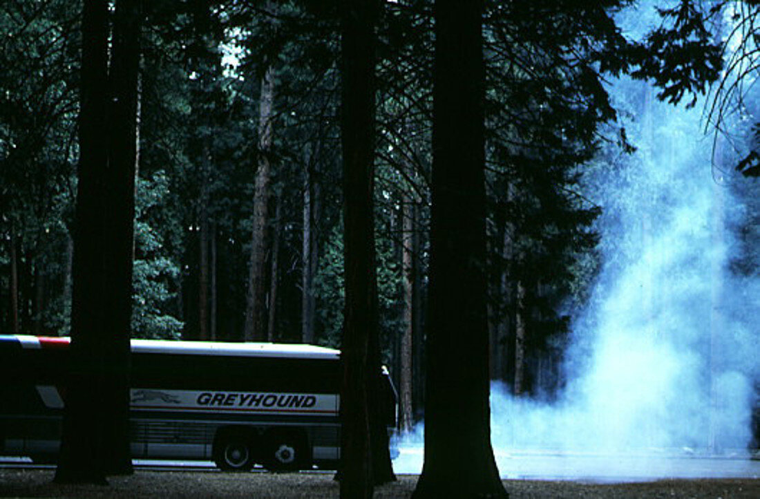 Diesel fumes from bus in Yosemite National Park