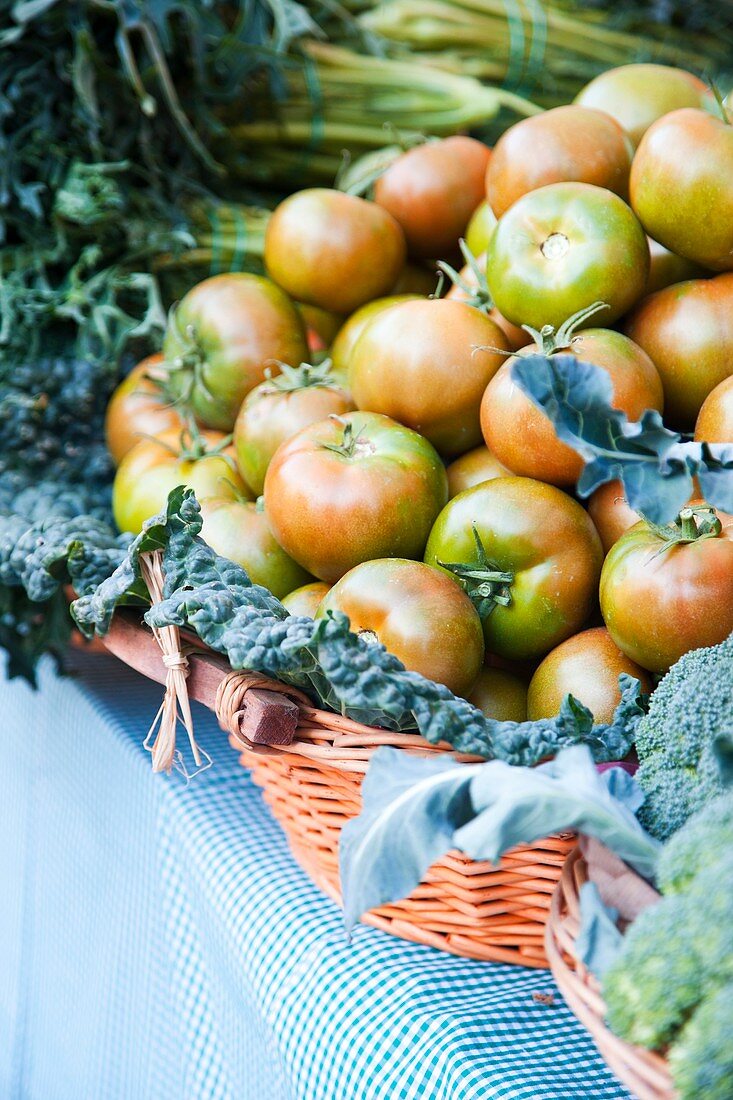 Fresh tomatoes in basket