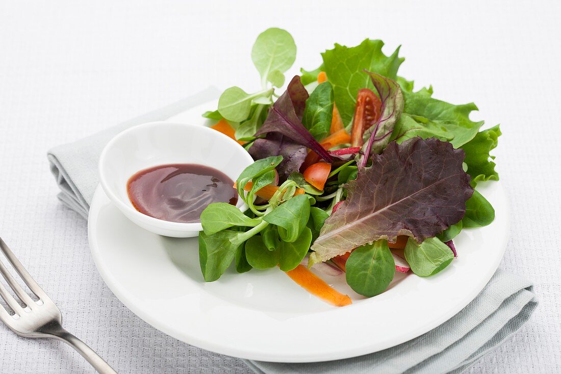 Plate of salad and sauce