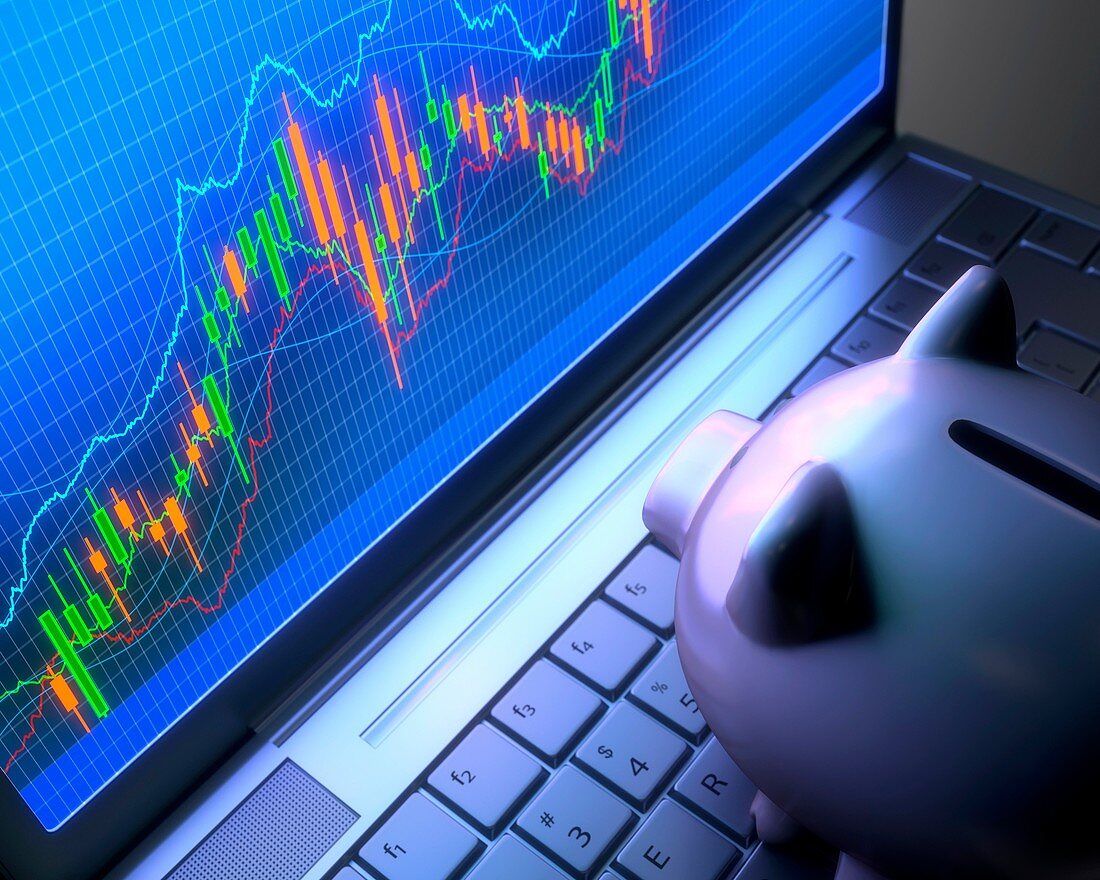 Piggy bank with charts,illustration