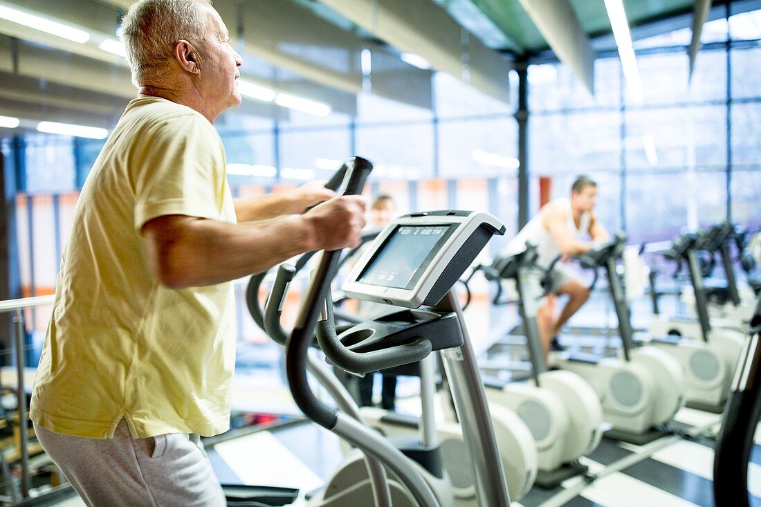 Man using exercise treadmill