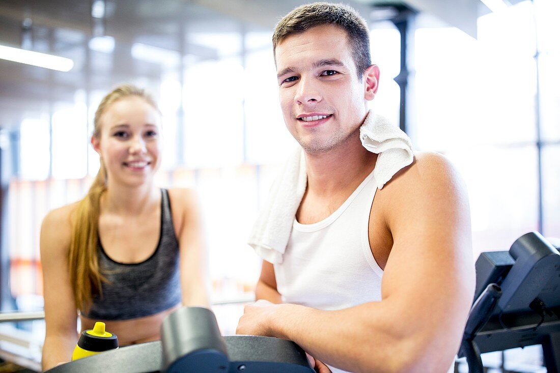Man and woman in gym,portrait
