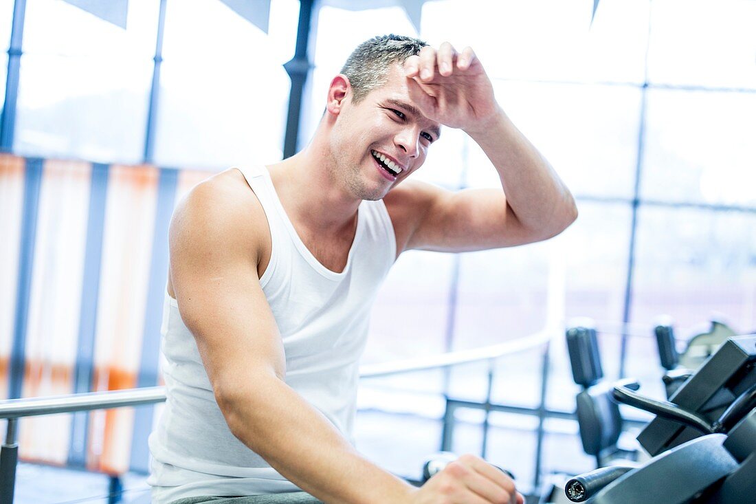 Man sweating in gym