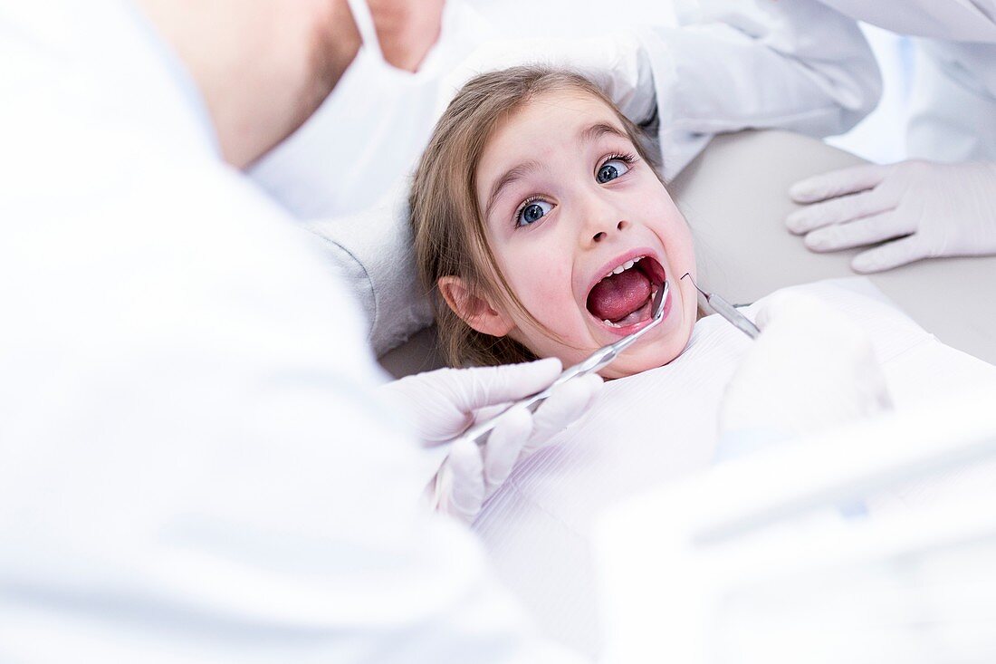 Girl having dental check-up