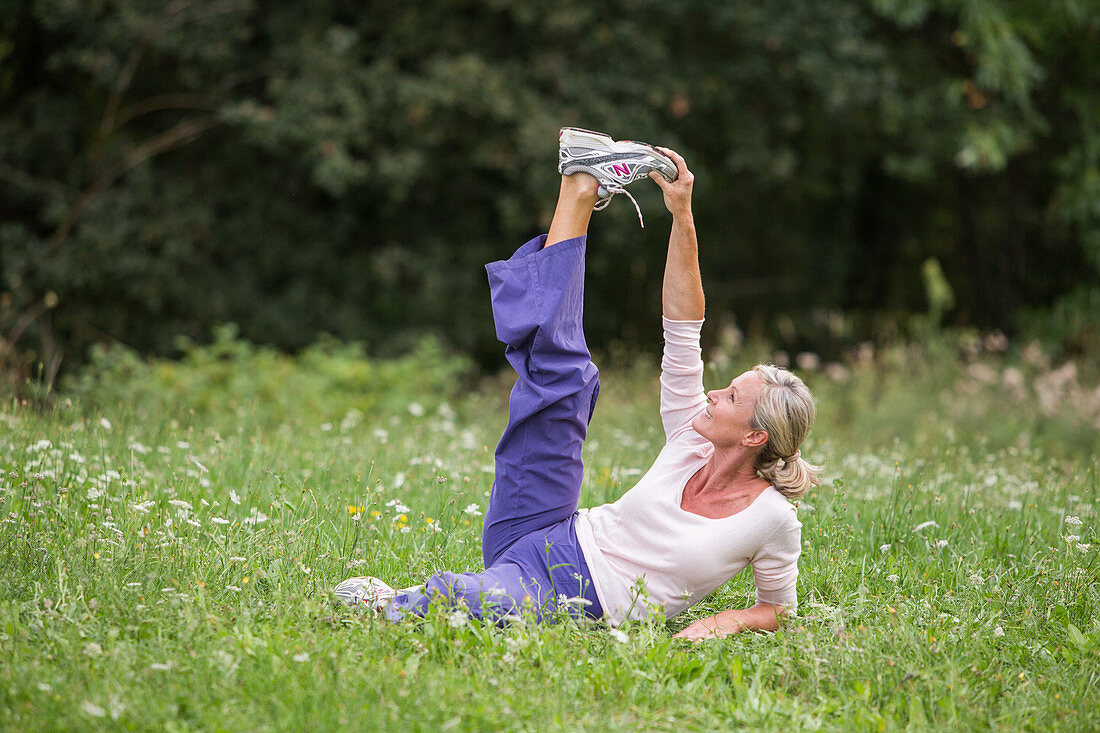 Woman stretching