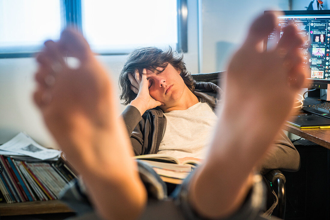 Teenager doing his homework