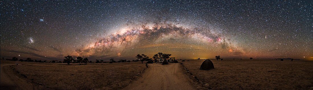 Milky Way over landscape in Namibia