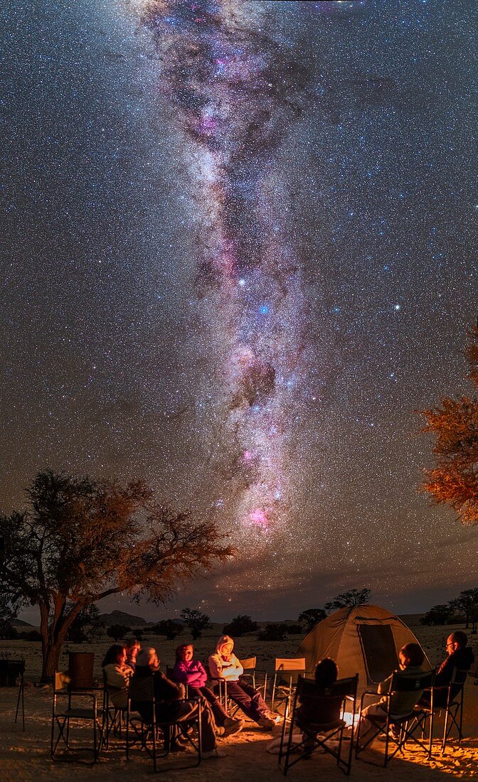 Milky Way over a campsite, Namibia