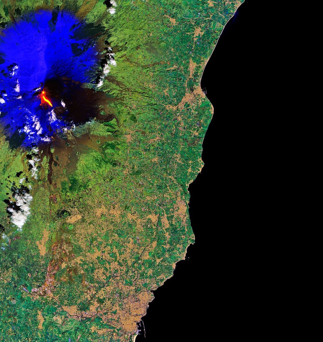 Eruption of Mount Etna, March 2017, satellite image