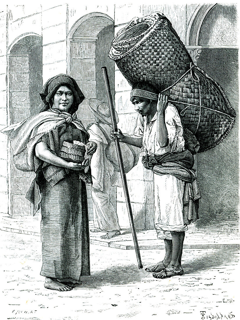 19th Century Mexican merchants, illustration