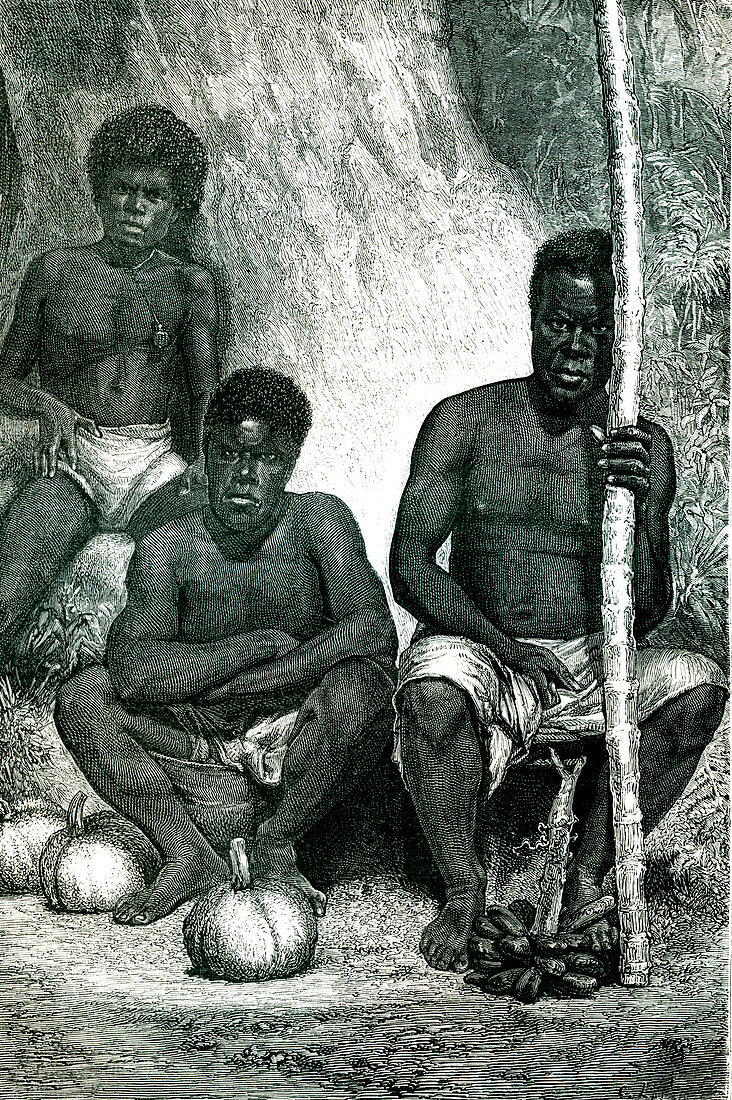 19th Century New Caledonian merchants, illustration