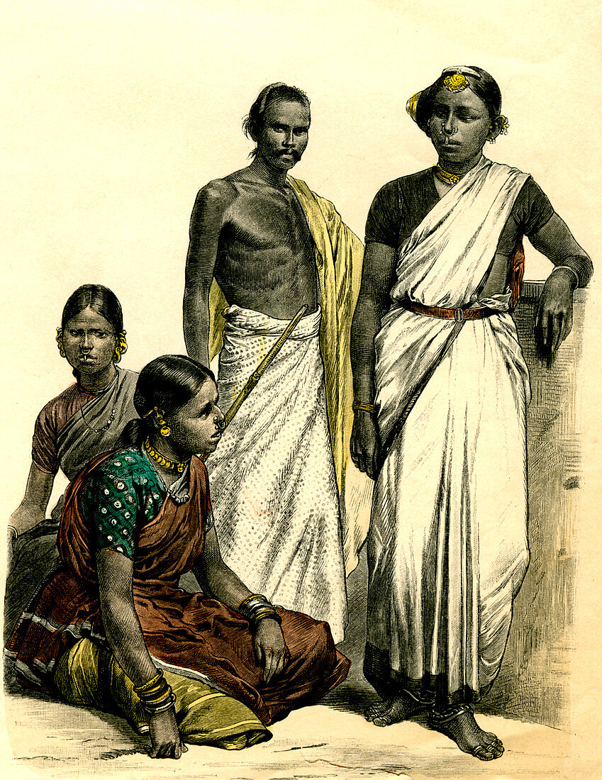 19th Century Indian lower caste members, illustration