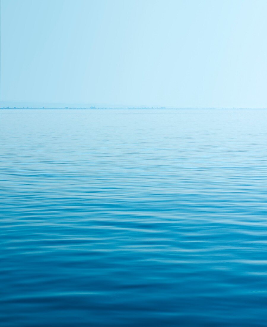 Calm sea with horizon, Greece.