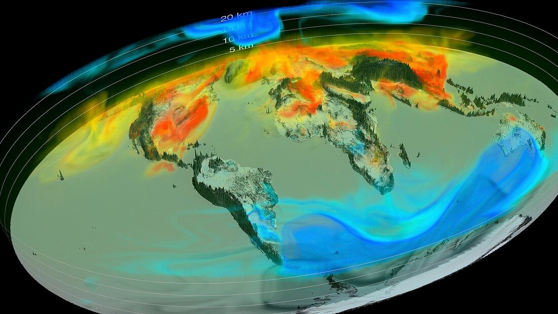 Global atmospheric carbon dioxide, 3D model