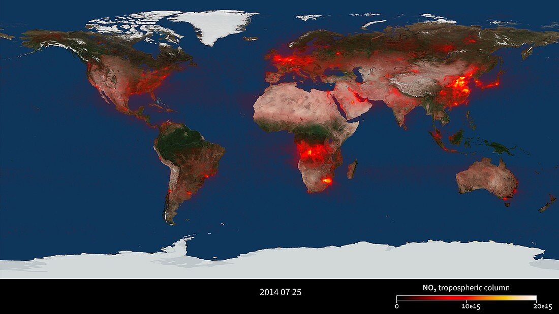 Global nitrogen dioxide levels, July 2014