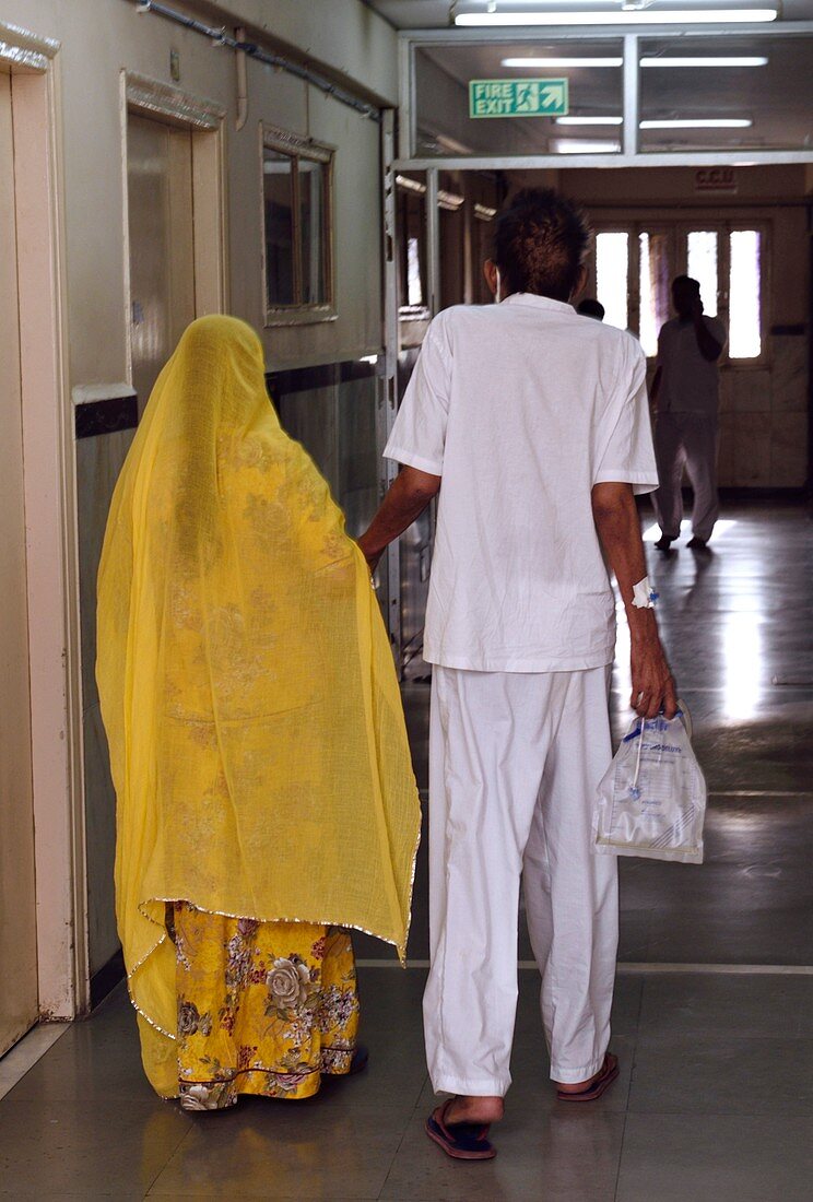 Patient and carer in a hospital