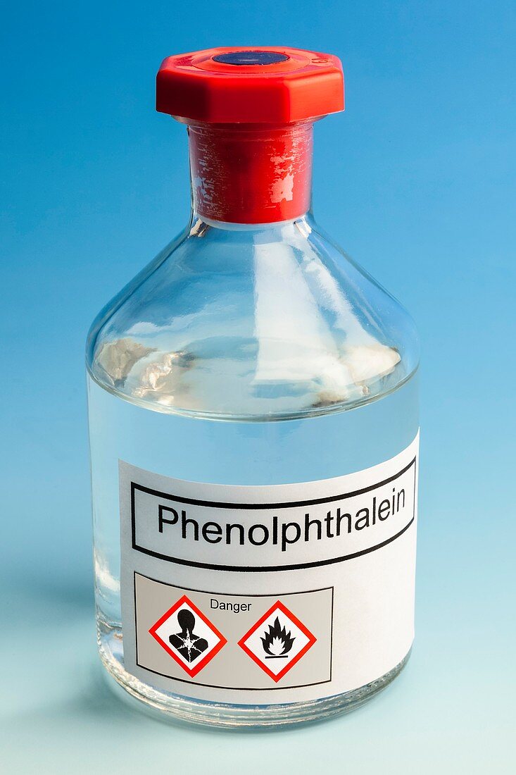 Phenolphthalein in a reagent bottle