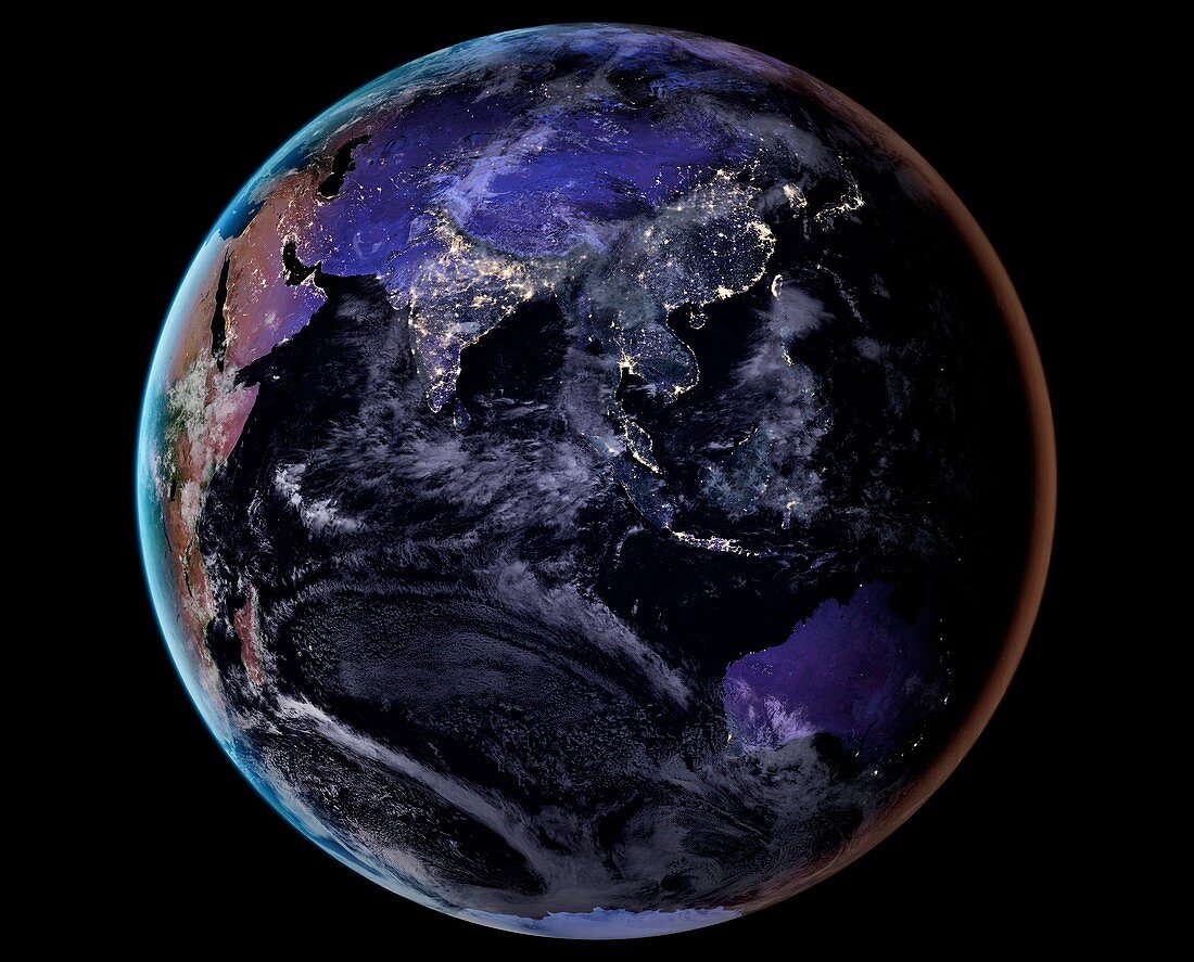 Asia at night, satellite image