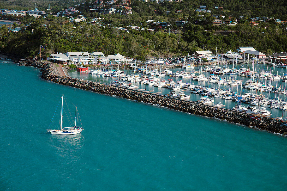 Airlie Beach harbour, Australia, aerial photograph