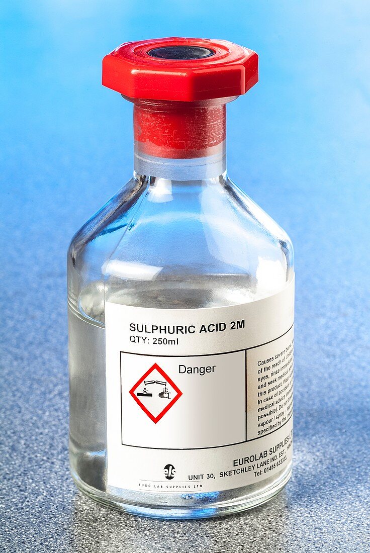 Reagent bottle of 2M sulfuric acid