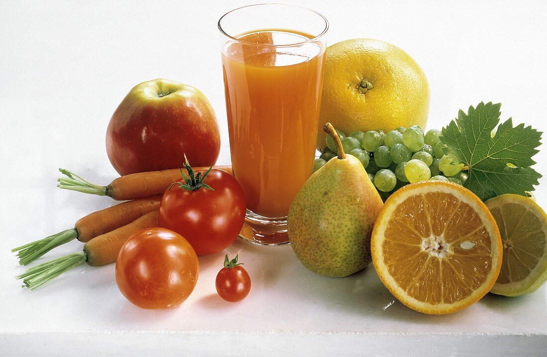 Mixed Vegetable and Fruit Juice in a Glass