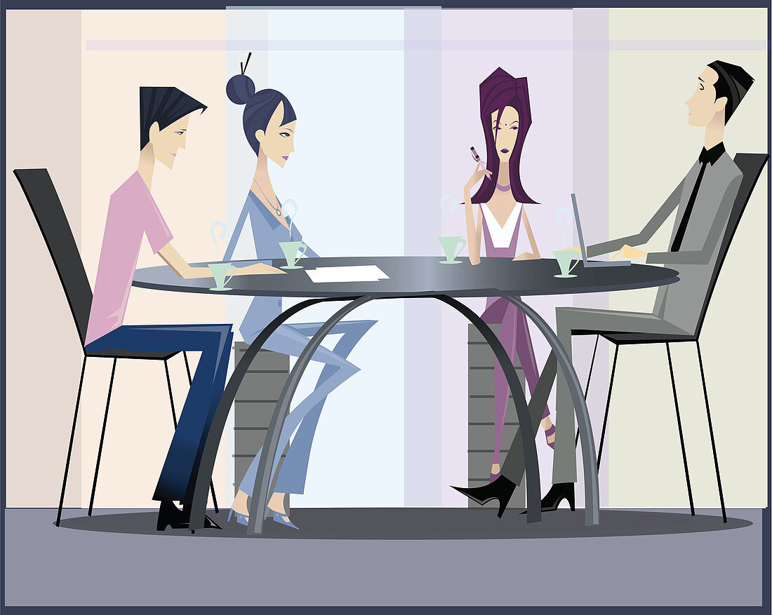 Business executives in a meeting, illustration