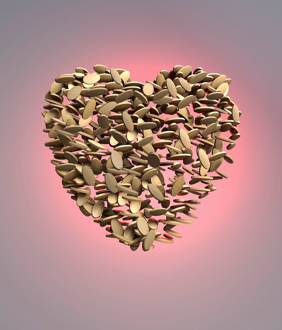 Heart shape made from pills