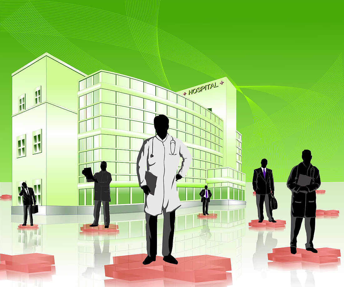 Doctors and medical sales representatives, illustration