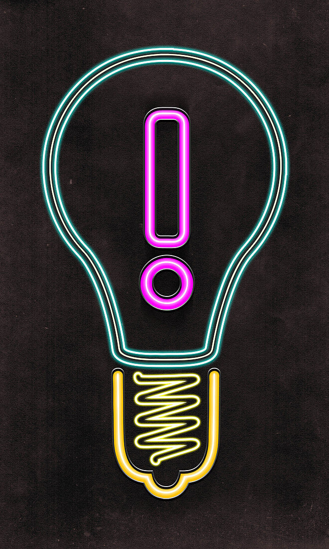 Illustration of bulb with exclamation mark