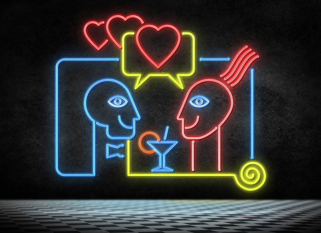 Illustration of couple in night club