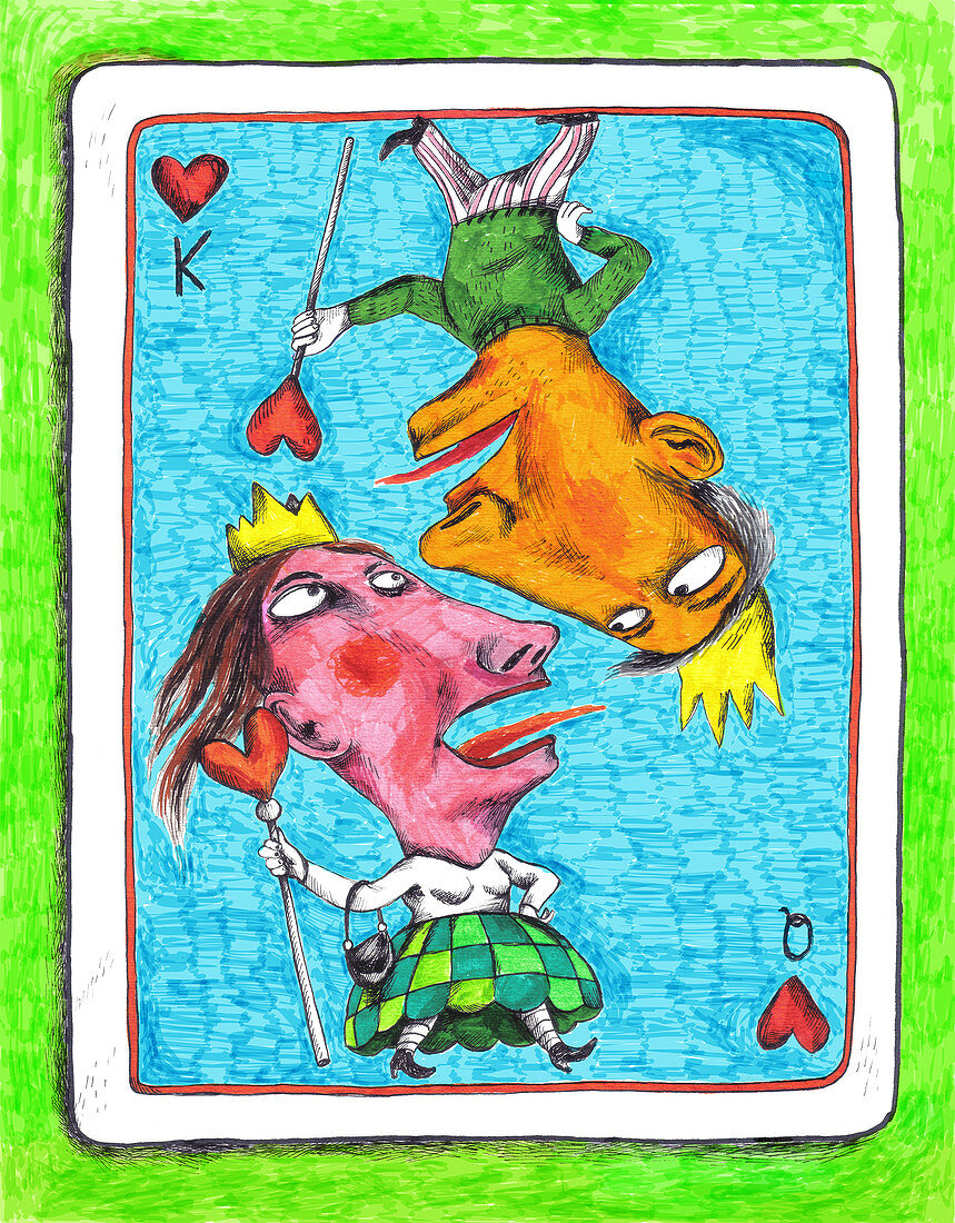 Illustration of couple on playing card