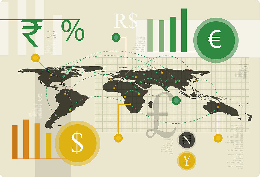 Illustration of currency exchange business