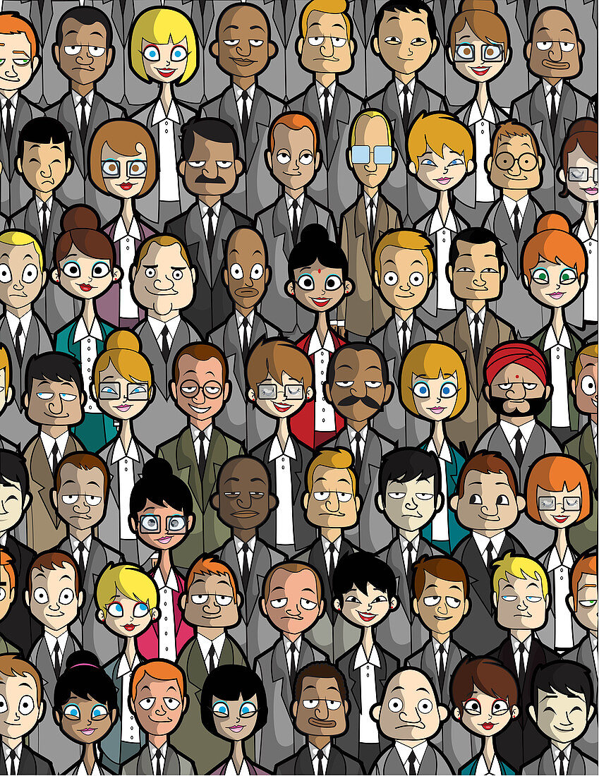 Illustration of business people standing together